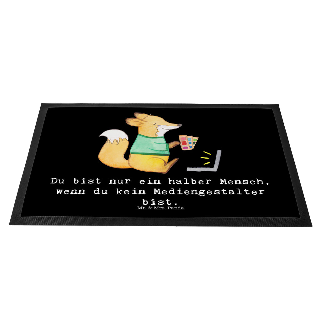 Fußmatte Mediengestalter mit Herz Grafiker, Designer, Mediengestalter, Grafikdesigner, Türvorleger, Schmutzmatte, Fußabtreter, Matte, Schmutzfänger, Fußabstreifer, Schmutzfangmatte, Türmatte, Motivfußmatte,  Haustürmatte, Vorleger  Beruf, Ausbildung, Jubiläum, Abschied, Rente, Kollege, Kollegin, Geschenk, Schenken, Arbeitskollege, Mitarbeiter, Firma, Danke, Dankeschön