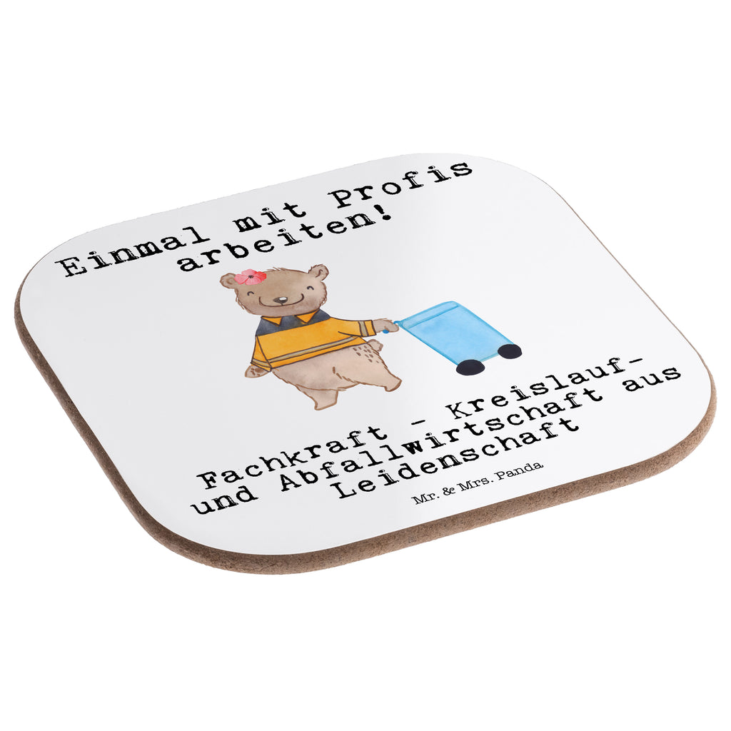 Quadratische Untersetzer Fachkraft - Kreislauf- und Abfallwirtschaft aus Leidenschaft Bierdeckel, Glasuntersetzer, Untersetzer Gläser, Getränkeuntersetzer, Beruf, Ausbildung, Jubiläum, Abschied, Rente, Kollege, Kollegin, Geschenk, Schenken, Arbeitskollege, Mitarbeiter, Firma, Danke, Dankeschön, Müllwerker, Fachkraft Kreislauf- und Abfallwirtschaft, Müllentsorger, Kehrichtmann, Müllmann, Müllfahrer