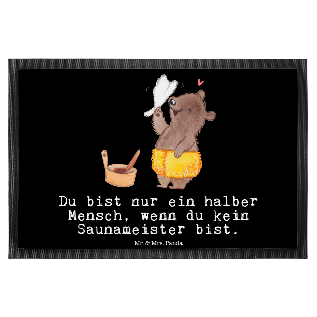 Fußmatte Saunameister mit Herz  Türvorleger, Schmutzmatte, Fußabtreter, Matte, Schmutzfänger, Fußabstreifer, Schmutzfangmatte, Türmatte, Motivfußmatte,  Haustürmatte, Vorleger  Beruf, Ausbildung, Jubiläum, Abschied, Rente, Kollege, Kollegin, Geschenk, Schenken, Arbeitskollege, Mitarbeiter, Firma, Danke, Dankeschön