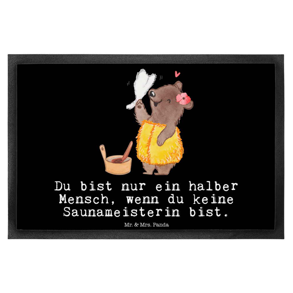 Fußmatte Saunameisterin mit Herz  Türvorleger, Schmutzmatte, Fußabtreter, Matte, Schmutzfänger, Fußabstreifer, Schmutzfangmatte, Türmatte, Motivfußmatte,  Haustürmatte, Vorleger  Beruf, Ausbildung, Jubiläum, Abschied, Rente, Kollege, Kollegin, Geschenk, Schenken, Arbeitskollege, Mitarbeiter, Firma, Danke, Dankeschön