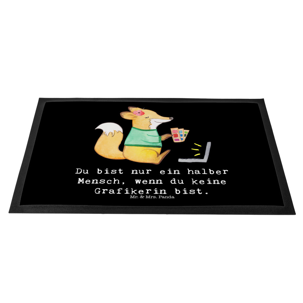 Fußmatte Grafikerin mit Herz Grafikerin, Designer, Mediengestalter, Grafikdesignerin,  Türvorleger, Schmutzmatte, Fußabtreter, Matte, Schmutzfänger, Fußabstreifer, Schmutzfangmatte, Türmatte, Motivfußmatte,  Haustürmatte, Vorleger  Beruf, Ausbildung, Jubiläum, Abschied, Rente, Kollege, Kollegin, Geschenk, Schenken, Arbeitskollege, Mitarbeiter, Firma, Danke, Dankeschön