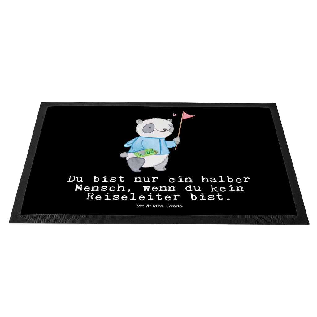 Fußmatte Reiseleiter mit Herz  Türvorleger, Schmutzmatte, Fußabtreter, Matte, Schmutzfänger, Fußabstreifer, Schmutzfangmatte, Türmatte, Motivfußmatte,  Haustürmatte, Vorleger  Beruf, Ausbildung, Jubiläum, Abschied, Rente, Kollege, Kollegin, Geschenk, Schenken, Arbeitskollege, Mitarbeiter, Firma, Danke, Dankeschön