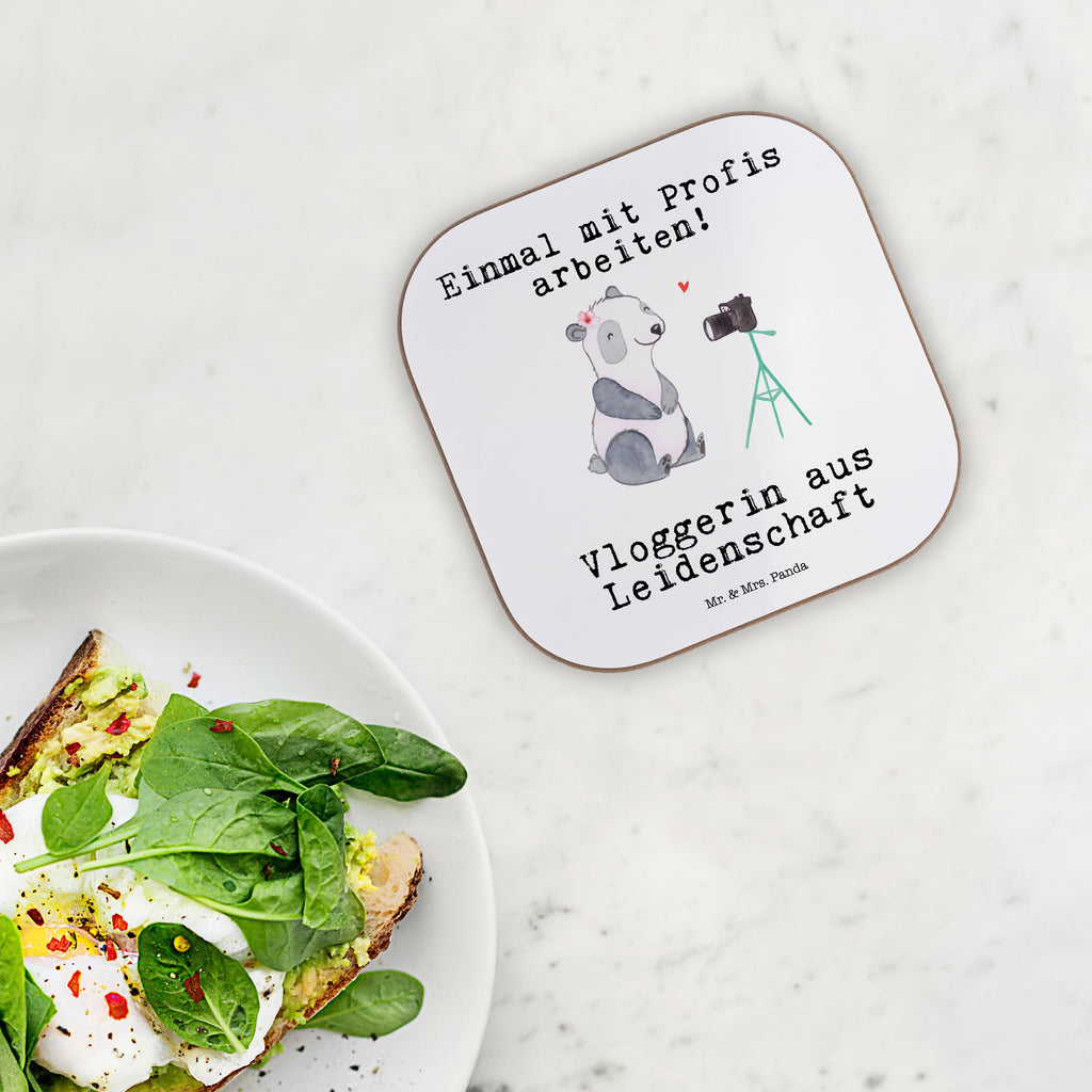 Quadratische Untersetzer Vloggerin aus Leidenschaft Bierdeckel, Glasuntersetzer, Untersetzer Gläser, Getränkeuntersetzer, Beruf, Ausbildung, Jubiläum, Abschied, Rente, Kollege, Kollegin, Geschenk, Schenken, Arbeitskollege, Mitarbeiter, Firma, Danke, Dankeschön