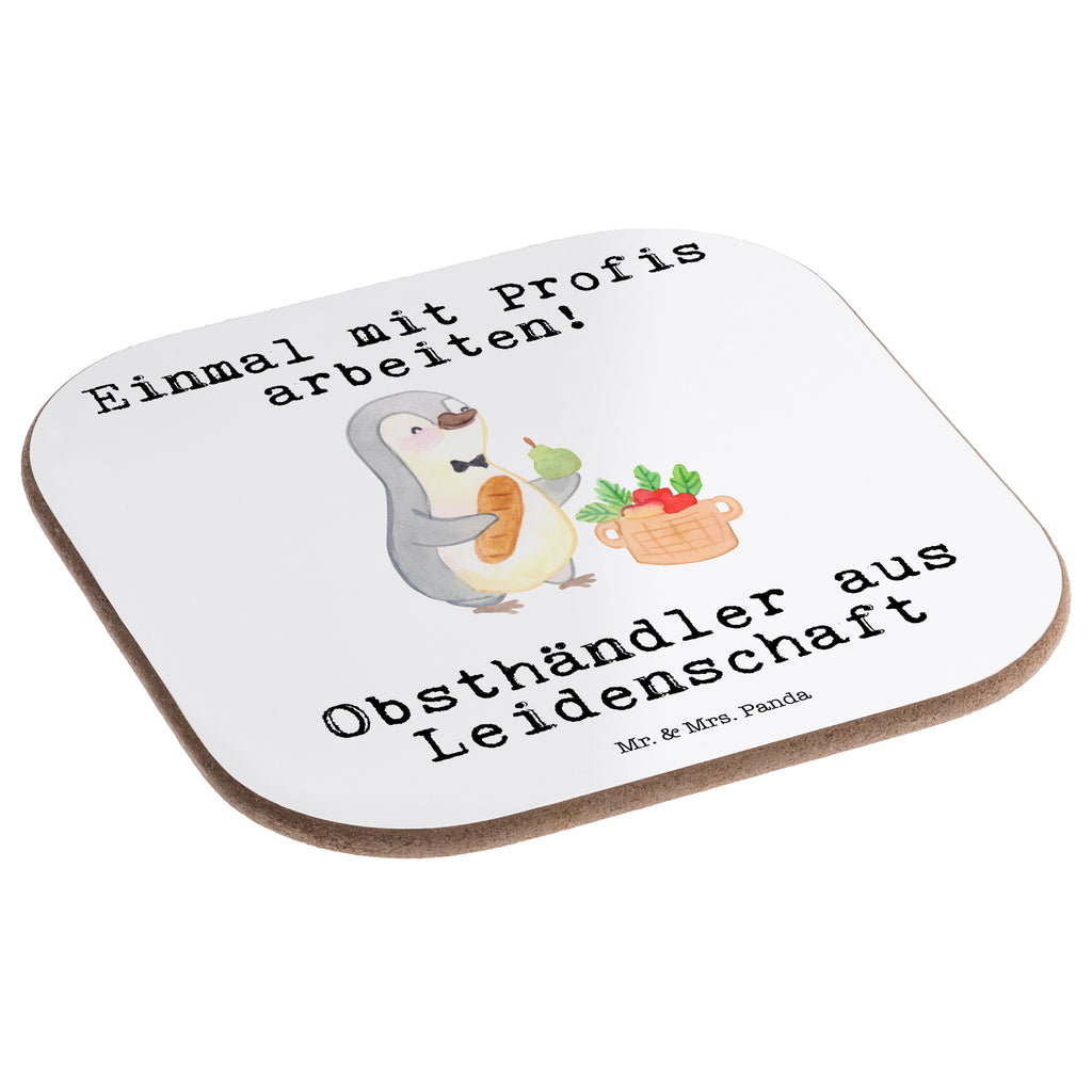 Quadratische Untersetzer Obsthändler aus Leidenschaft Bierdeckel, Glasuntersetzer, Untersetzer Gläser, Getränkeuntersetzer, Beruf, Ausbildung, Jubiläum, Abschied, Rente, Kollege, Kollegin, Geschenk, Schenken, Arbeitskollege, Mitarbeiter, Firma, Danke, Dankeschön, Obsthändler, Obstverkäufer, Wochenmarkthändler, Obstbauer, Obst- und Gemüsehändler, Obstplantage