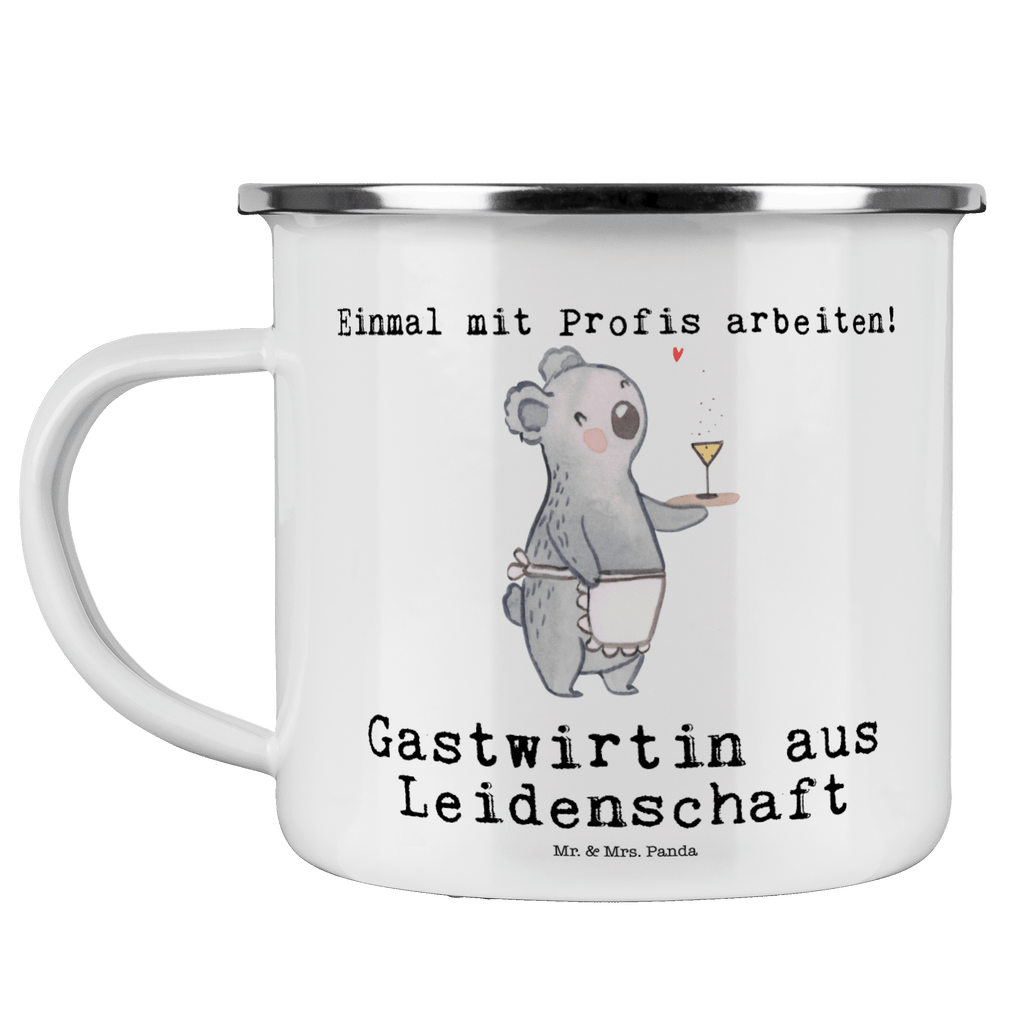 Camping Emaille Tasse Gastwirtin aus Leidenschaft Campingtasse, Trinkbecher, Metalltasse, Outdoor Tasse, Emaille Trinkbecher, Blechtasse Outdoor, Emaille Campingbecher, Edelstahl Trinkbecher, Metalltasse für Camping, Kaffee Blechtasse, Camping Tasse Metall, Beruf, Ausbildung, Jubiläum, Abschied, Rente, Kollege, Kollegin, Geschenk, Schenken, Arbeitskollege, Mitarbeiter, Firma, Danke, Dankeschön, Kneipenwirtin, Gastwirtin, Gaststätte, Kneipe, Eröffnung, Barkeeperin, Rum, Bar