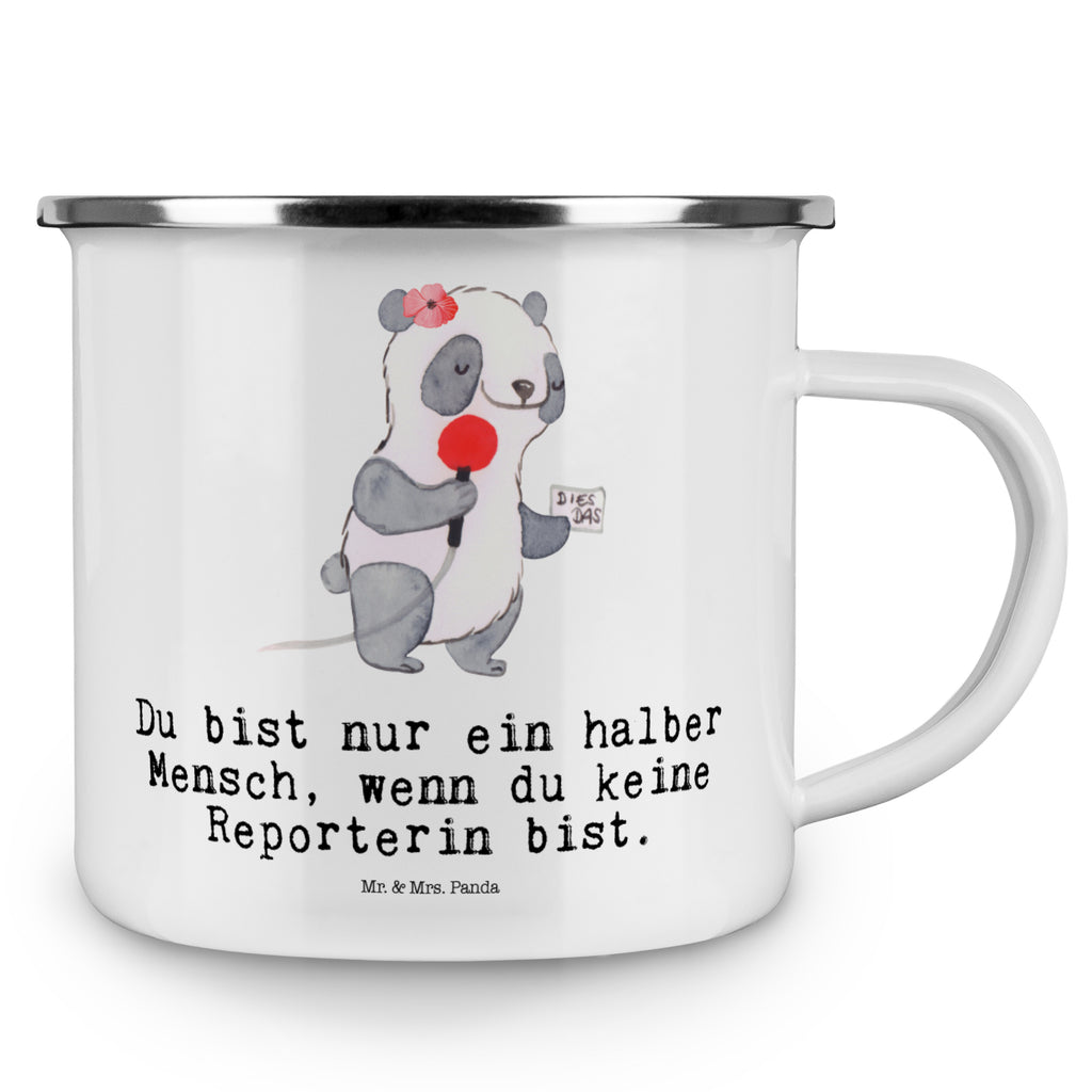 Camping Emaille Tasse Reporterin mit Herz Campingtasse, Trinkbecher, Metalltasse, Outdoor Tasse, Emaille Trinkbecher, Blechtasse Outdoor, Emaille Campingbecher, Edelstahl Trinkbecher, Metalltasse für Camping, Kaffee Blechtasse, Camping Tasse Metall, Beruf, Ausbildung, Jubiläum, Abschied, Rente, Kollege, Kollegin, Geschenk, Schenken, Arbeitskollege, Mitarbeiter, Firma, Danke, Dankeschön