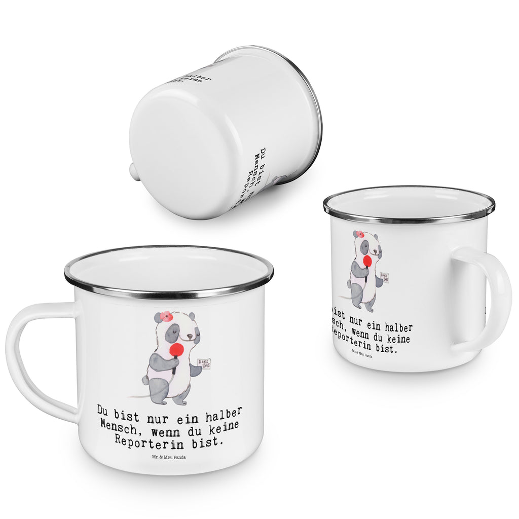 Camping Emaille Tasse Reporterin mit Herz Campingtasse, Trinkbecher, Metalltasse, Outdoor Tasse, Emaille Trinkbecher, Blechtasse Outdoor, Emaille Campingbecher, Edelstahl Trinkbecher, Metalltasse für Camping, Kaffee Blechtasse, Camping Tasse Metall, Beruf, Ausbildung, Jubiläum, Abschied, Rente, Kollege, Kollegin, Geschenk, Schenken, Arbeitskollege, Mitarbeiter, Firma, Danke, Dankeschön