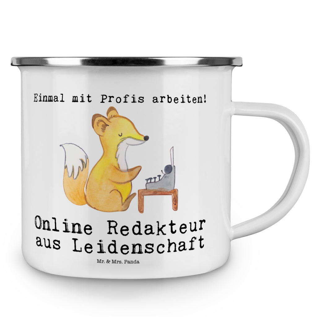 Camping Emaille Tasse Online Redakteur aus Leidenschaft Campingtasse, Trinkbecher, Metalltasse, Outdoor Tasse, Emaille Trinkbecher, Blechtasse Outdoor, Emaille Campingbecher, Edelstahl Trinkbecher, Metalltasse für Camping, Kaffee Blechtasse, Camping Tasse Metall, Beruf, Ausbildung, Jubiläum, Abschied, Rente, Kollege, Kollegin, Geschenk, Schenken, Arbeitskollege, Mitarbeiter, Firma, Danke, Dankeschön