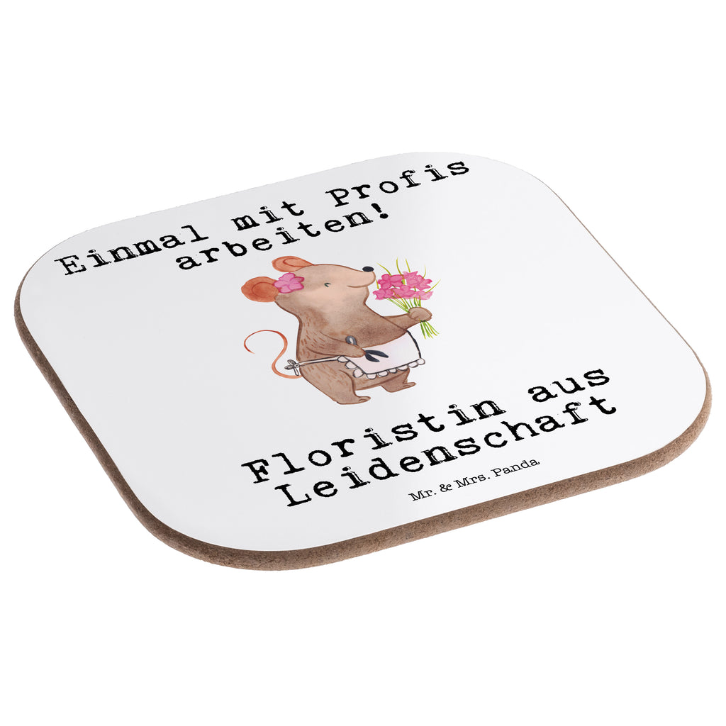 Quadratische Untersetzer Floristin aus Leidenschaft Bierdeckel, Glasuntersetzer, Untersetzer Gläser, Getränkeuntersetzer, Beruf, Ausbildung, Jubiläum, Abschied, Rente, Kollege, Kollegin, Geschenk, Schenken, Arbeitskollege, Mitarbeiter, Firma, Danke, Dankeschön, Blumenhändlerin, Floristin, Blumenlanden, Blumenprofi