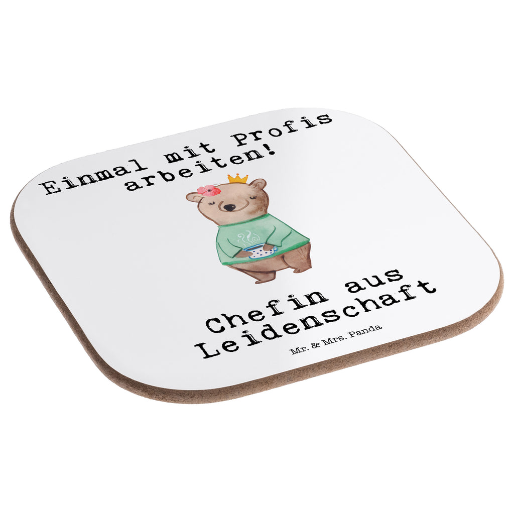 Quadratische Untersetzer Chefin aus Leidenschaft Bierdeckel, Glasuntersetzer, Untersetzer Gläser, Getränkeuntersetzer, Beruf, Ausbildung, Jubiläum, Abschied, Rente, Kollege, Kollegin, Geschenk, Schenken, Arbeitskollege, Mitarbeiter, Firma, Danke, Dankeschön, CEO, Chefin, Führungskraft, Geschäftsinhaberin, Firmeninhaberin, Unternehmensinhaberin, Direktorin, Leiterin