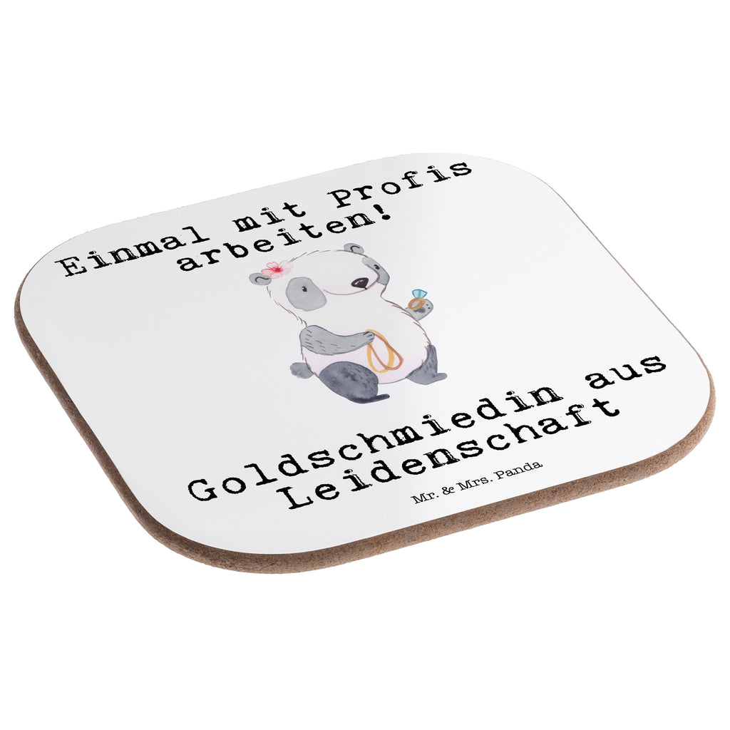 Quadratische Untersetzer Goldschmiedin aus Leidenschaft Bierdeckel, Glasuntersetzer, Untersetzer Gläser, Getränkeuntersetzer, Beruf, Ausbildung, Jubiläum, Abschied, Rente, Kollege, Kollegin, Geschenk, Schenken, Arbeitskollege, Mitarbeiter, Firma, Danke, Dankeschön, Juwelierin, Goldschmiedin, Schmiedin, Schmuckwarenhändlerin, Schmuckgeschäft, Eröffnung