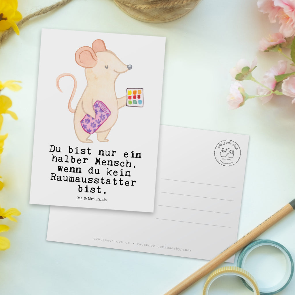 Postkarte Raumausstatter mit Herz Geschenkkarte, Grußkarte, Karte, Einladung, Ansichtskarte, Geburtstagskarte, Einladungskarte, Dankeskarte, Beruf, Ausbildung, Jubiläum, Abschied, Rente, Kollege, Kollegin, Geschenk, Schenken, Arbeitskollege, Mitarbeiter, Firma, Danke, Dankeschön