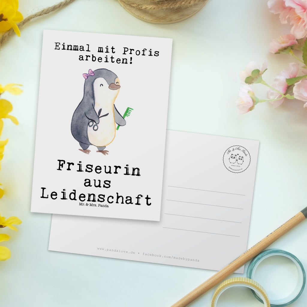 Postkarte Friseurin aus Leidenschaft Geschenkkarte, Grußkarte, Karte, Einladung, Ansichtskarte, Geburtstagskarte, Einladungskarte, Dankeskarte, Beruf, Ausbildung, Jubiläum, Abschied, Rente, Kollege, Kollegin, Geschenk, Schenken, Arbeitskollege, Mitarbeiter, Firma, Danke, Dankeschön, Frisörin, Haarstylistin, Frisörbesuch, Friseursalon, Eröffnung Friseur