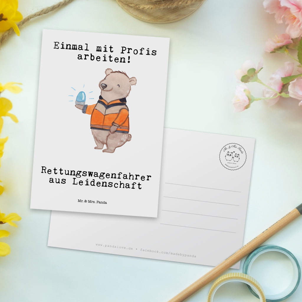 Postkarte Rettungswagenfahrer aus Leidenschaft Geschenkkarte, Grußkarte, Karte, Einladung, Ansichtskarte, Geburtstagskarte, Einladungskarte, Beruf, Ausbildung, Jubiläum, Abschied, Rente, Kollege, Kollegin, Geschenk, Schenken, Arbeitskollege, Mitarbeiter, Firma, Danke, Dankeschön