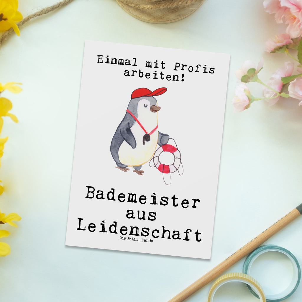 Postkarte Bademeister aus Leidenschaft Geschenkkarte, Grußkarte, Karte, Einladung, Ansichtskarte, Geburtstagskarte, Einladungskarte, Dankeskarte, Beruf, Ausbildung, Jubiläum, Abschied, Rente, Kollege, Kollegin, Geschenk, Schenken, Arbeitskollege, Mitarbeiter, Firma, Danke, Dankeschön, Bademeister, Rettungsschwimmer, Schwimmmeister, Schwimmbad, Freibad, Badeanstalt, Schwimmverein, Schwimmschule