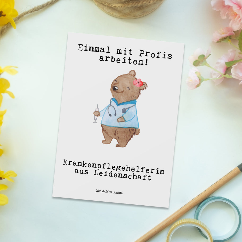 Postkarte Krankenpflegehelferin aus Leidenschaft Geschenkkarte, Grußkarte, Karte, Einladung, Ansichtskarte, Geburtstagskarte, Einladungskarte, Dankeskarte, Beruf, Ausbildung, Jubiläum, Abschied, Rente, Kollege, Kollegin, Geschenk, Schenken, Arbeitskollege, Mitarbeiter, Firma, Danke, Dankeschön, Krankenpflegehelferin, Pflegehelferin, Pflegekraft