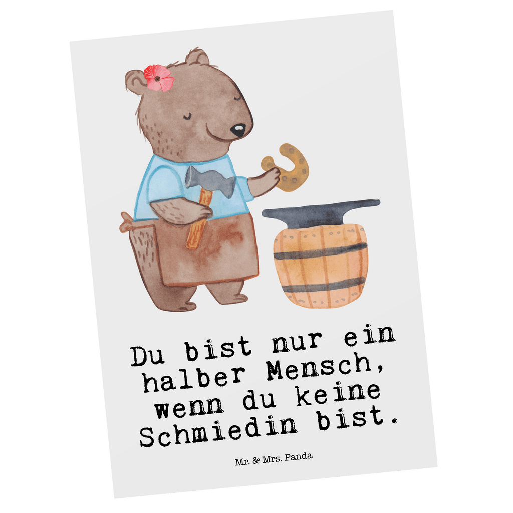 Postkarte Schmiedin mit Herz Geschenkkarte, Grußkarte, Karte, Einladung, Ansichtskarte, Geburtstagskarte, Einladungskarte, Beruf, Ausbildung, Jubiläum, Abschied, Rente, Kollege, Kollegin, Geschenk, Schenken, Arbeitskollege, Mitarbeiter, Firma, Danke, Dankeschön