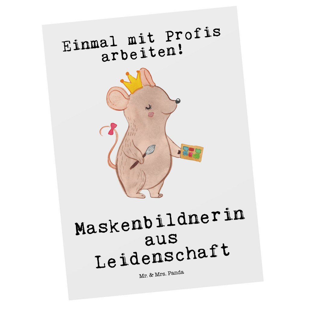 Postkarte Maskenbildnerin aus Leidenschaft Geschenkkarte, Grußkarte, Karte, Einladung, Ansichtskarte, Geburtstagskarte, Einladungskarte, Beruf, Ausbildung, Jubiläum, Abschied, Rente, Kollege, Kollegin, Geschenk, Schenken, Arbeitskollege, Mitarbeiter, Firma, Danke, Dankeschön, Kosmetikerin, Make Up Artist, Maskenbildnerin, Visagistin, Beauty Salon, Kosmetikstudio, Eröffnung