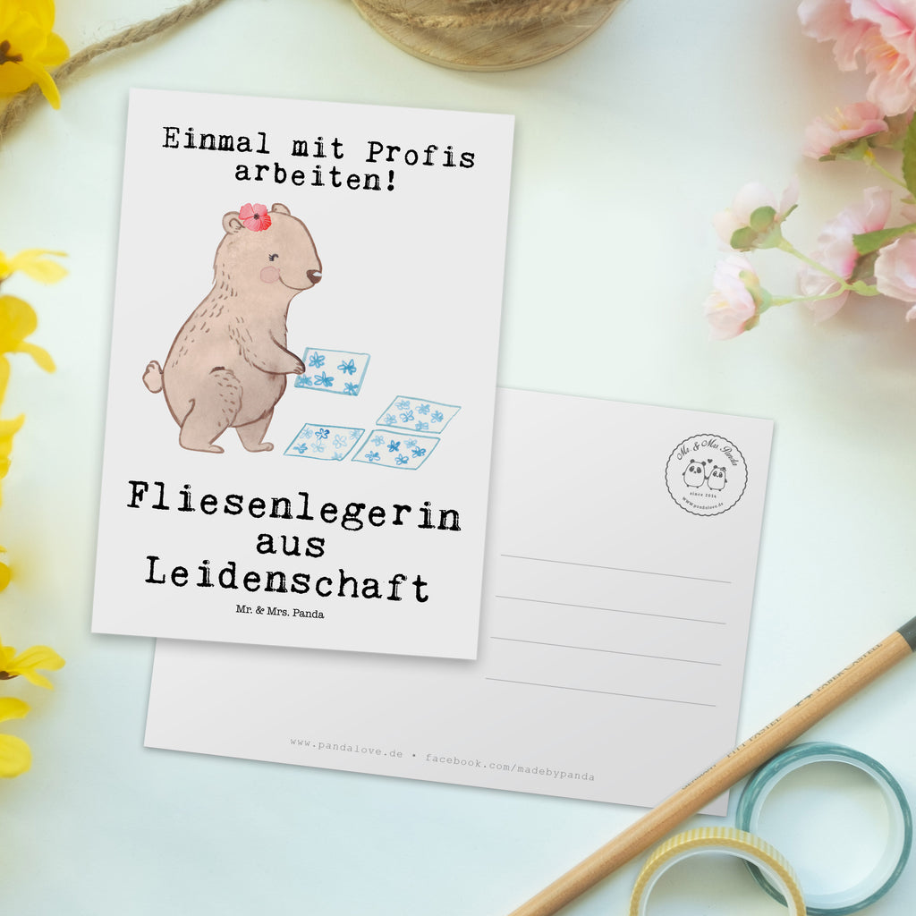 Postkarte Fliesenlegerin aus Leidenschaft Geschenkkarte, Grußkarte, Karte, Einladung, Ansichtskarte, Geburtstagskarte, Einladungskarte, Beruf, Ausbildung, Jubiläum, Abschied, Rente, Kollege, Kollegin, Geschenk, Schenken, Arbeitskollege, Mitarbeiter, Firma, Danke, Dankeschön, Fliesenlegerin, Gesellenprüfung, Fliesenlegermeisterin, Fliesenlegerbetrieb, Fliesenfachhandel, Handwerk