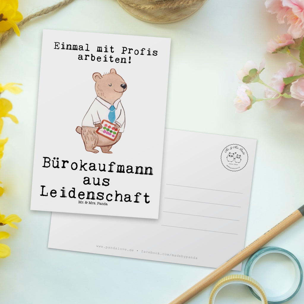 Postkarte Bürokaufmann aus Leidenschaft Geschenkkarte, Grußkarte, Karte, Einladung, Ansichtskarte, Geburtstagskarte, Einladungskarte, Dankeskarte, Beruf, Ausbildung, Jubiläum, Abschied, Rente, Kollege, Kollegin, Geschenk, Schenken, Arbeitskollege, Mitarbeiter, Firma, Danke, Dankeschön, Bürokaufmann, Kaufmann für Büromanagement