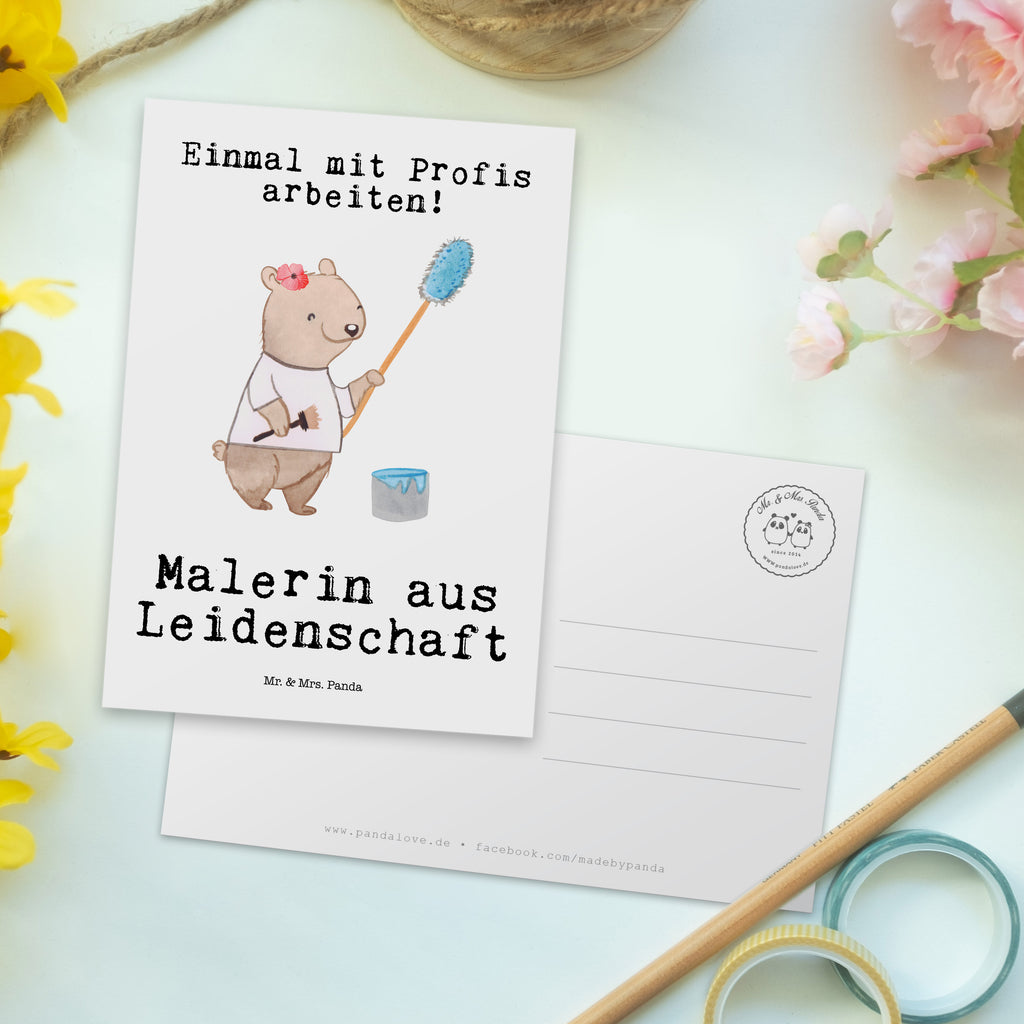Postkarte Malerin aus Leidenschaft Geschenkkarte, Grußkarte, Karte, Einladung, Ansichtskarte, Geburtstagskarte, Einladungskarte, Dankeskarte, Beruf, Ausbildung, Jubiläum, Abschied, Rente, Kollege, Kollegin, Geschenk, Schenken, Arbeitskollege, Mitarbeiter, Firma, Danke, Dankeschön, Maler, Malermeisterin, Gesellenprüfung, Meisterprüfung, Malerbetrieb