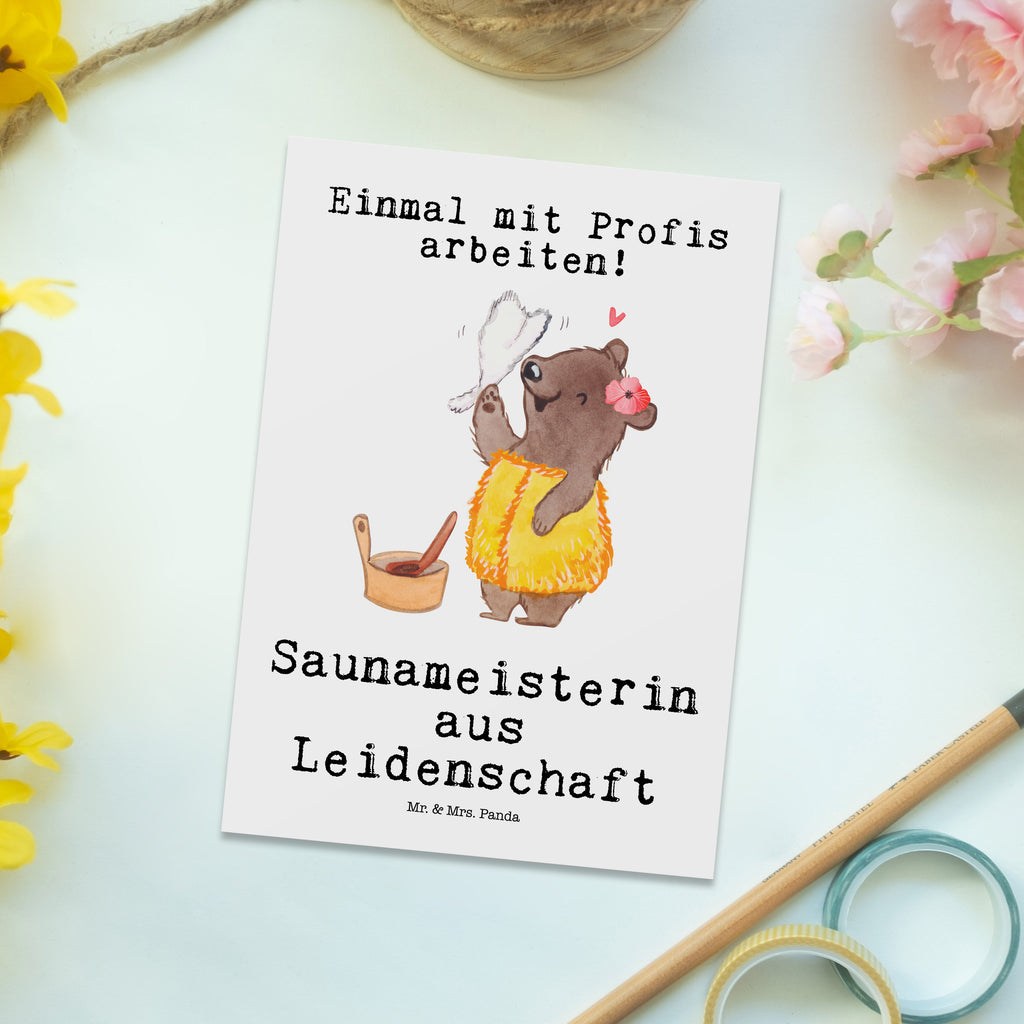Postkarte Saunameisterin aus Leidenschaft Geschenkkarte, Grußkarte, Karte, Einladung, Ansichtskarte, Geburtstagskarte, Einladungskarte, Dankeskarte, Beruf, Ausbildung, Jubiläum, Abschied, Rente, Kollege, Kollegin, Geschenk, Schenken, Arbeitskollege, Mitarbeiter, Firma, Danke, Dankeschön