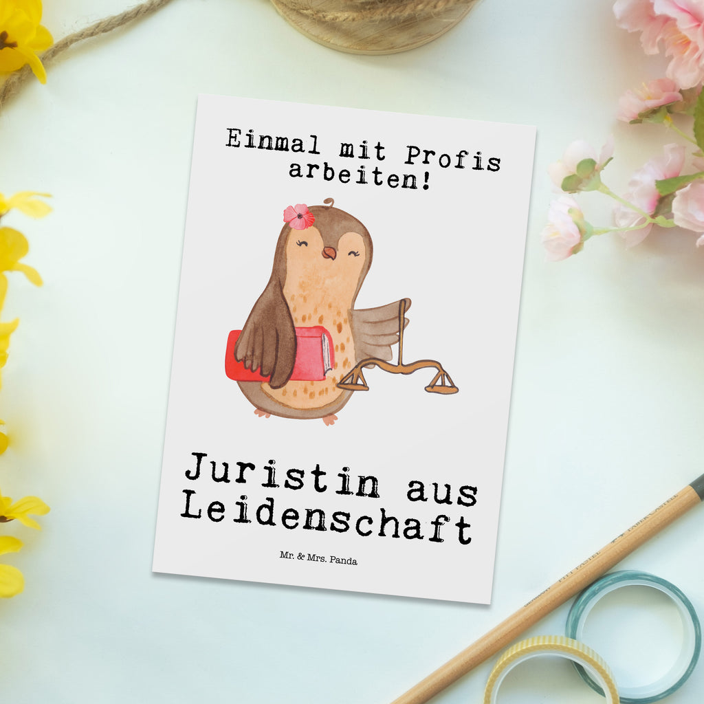 Postkarte Juristin aus Leidenschaft Geschenkkarte, Grußkarte, Karte, Einladung, Ansichtskarte, Geburtstagskarte, Einladungskarte, Dankeskarte, Beruf, Ausbildung, Jubiläum, Abschied, Rente, Kollege, Kollegin, Geschenk, Schenken, Arbeitskollege, Mitarbeiter, Firma, Danke, Dankeschön, Juristin, Anwältin, Jura Studium, Master of laws, Staatsexamen, Jurastudent, Anwaltskanzlei