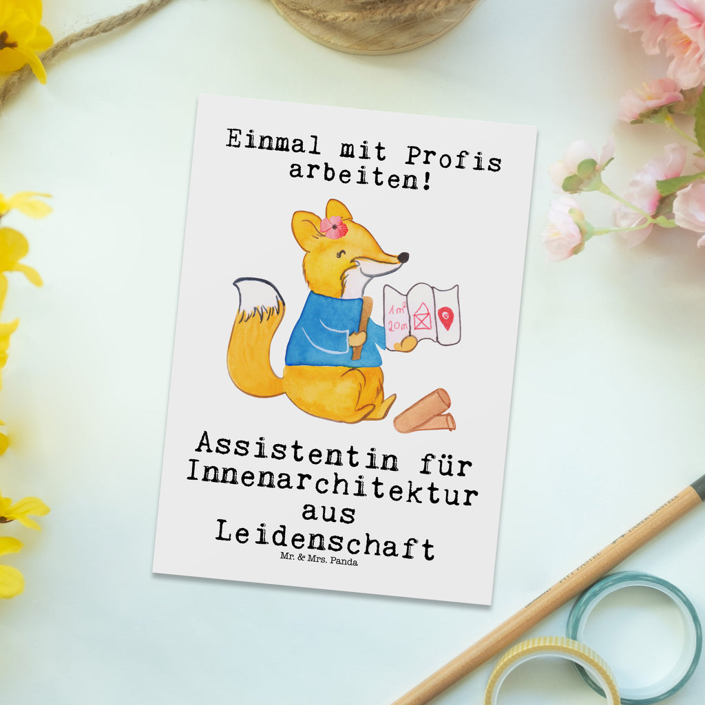 Postkarte Assistentin für Innenarchitektur aus Leidenschaft Geschenkkarte, Grußkarte, Karte, Einladung, Ansichtskarte, Geburtstagskarte, Einladungskarte, Beruf, Ausbildung, Jubiläum, Abschied, Rente, Kollege, Kollegin, Geschenk, Schenken, Arbeitskollege, Mitarbeiter, Firma, Danke, Dankeschön