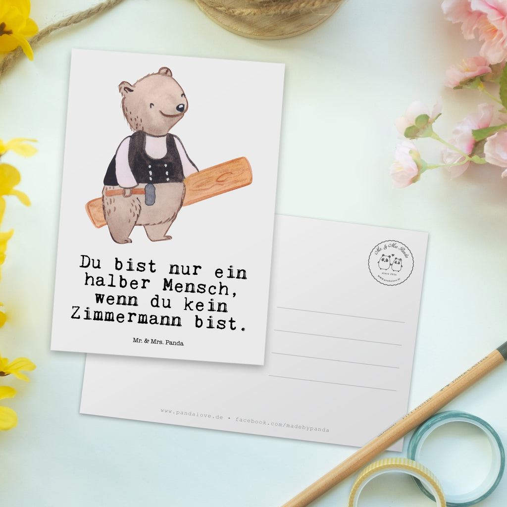 Postkarte Zimmermann mit Herz Geschenkkarte, Grußkarte, Karte, Einladung, Ansichtskarte, Geburtstagskarte, Einladungskarte, Dankeskarte, Beruf, Ausbildung, Jubiläum, Abschied, Rente, Kollege, Kollegin, Geschenk, Schenken, Arbeitskollege, Mitarbeiter, Firma, Danke, Dankeschön