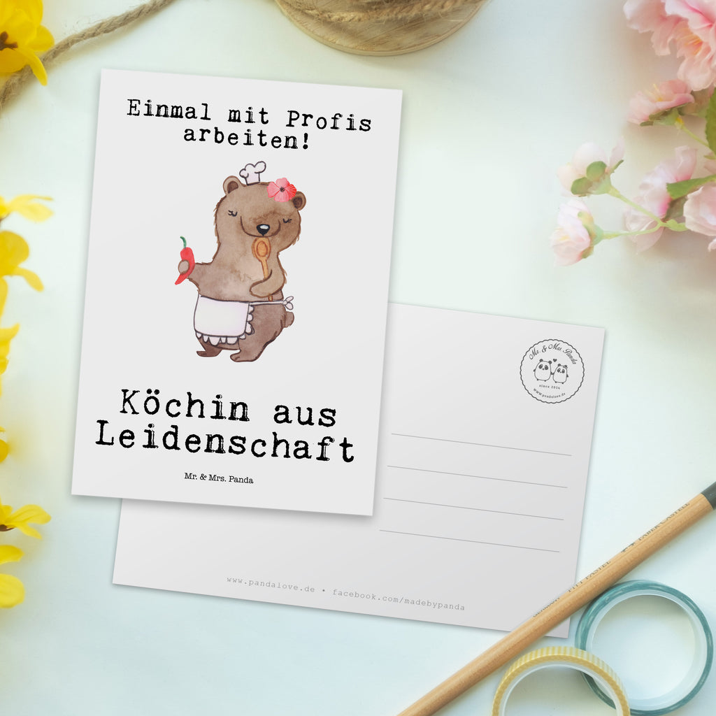 Postkarte Köchin aus Leidenschaft Geschenkkarte, Grußkarte, Karte, Einladung, Ansichtskarte, Geburtstagskarte, Einladungskarte, Dankeskarte, Beruf, Ausbildung, Jubiläum, Abschied, Rente, Kollege, Kollegin, Geschenk, Schenken, Arbeitskollege, Mitarbeiter, Firma, Danke, Dankeschön, Köchin, Chefköchin, Küchenchefin, Küchenmeisterin, Schiffsköchin, Sterneköchin, Fernsehköchin, Restaurant