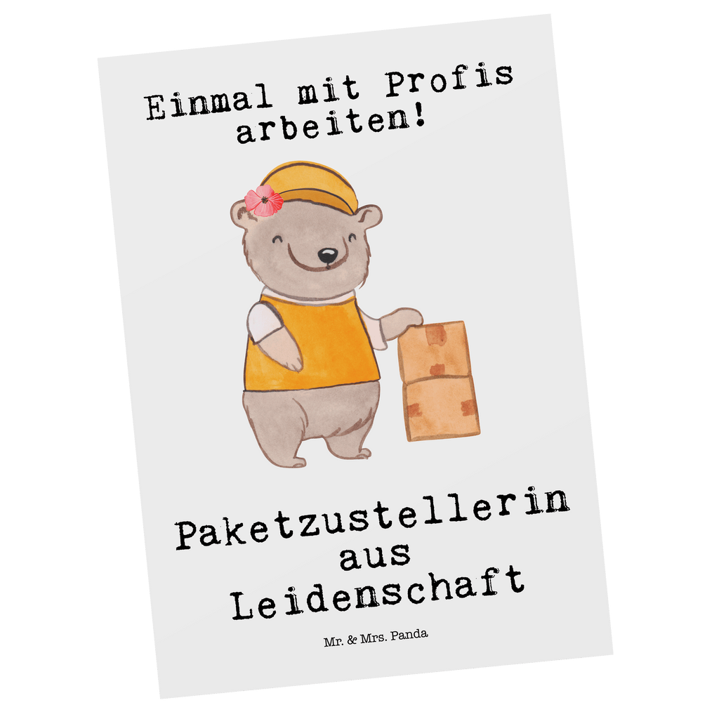 Postkarte Paketzustellerin aus Leidenschaft Geschenkkarte, Grußkarte, Karte, Einladung, Ansichtskarte, Geburtstagskarte, Einladungskarte, Dankeskarte, Beruf, Ausbildung, Jubiläum, Abschied, Rente, Kollege, Kollegin, Geschenk, Schenken, Arbeitskollege, Mitarbeiter, Firma, Danke, Dankeschön, Paketzustellerin, Paketbotin, Zustellservice Pakete