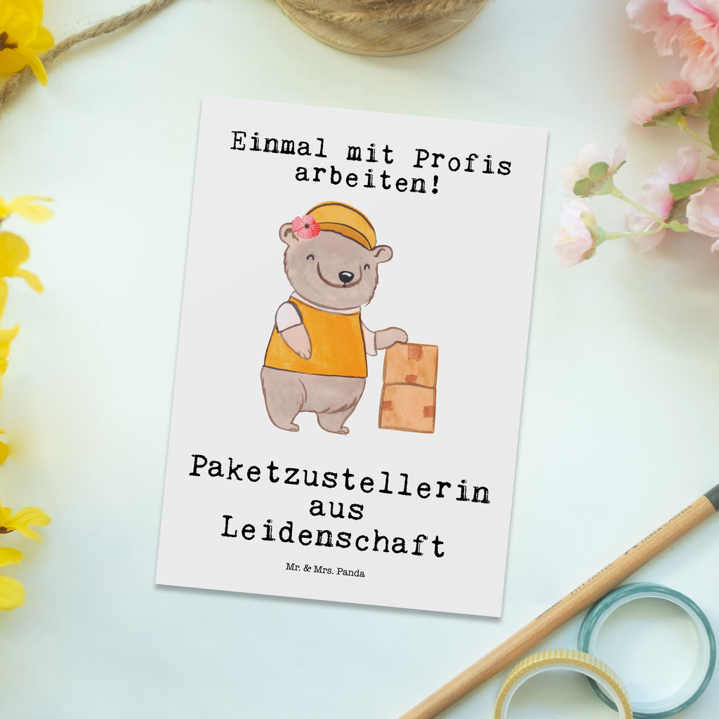Postkarte Paketzustellerin aus Leidenschaft Geschenkkarte, Grußkarte, Karte, Einladung, Ansichtskarte, Geburtstagskarte, Einladungskarte, Dankeskarte, Beruf, Ausbildung, Jubiläum, Abschied, Rente, Kollege, Kollegin, Geschenk, Schenken, Arbeitskollege, Mitarbeiter, Firma, Danke, Dankeschön, Paketzustellerin, Paketbotin, Zustellservice Pakete