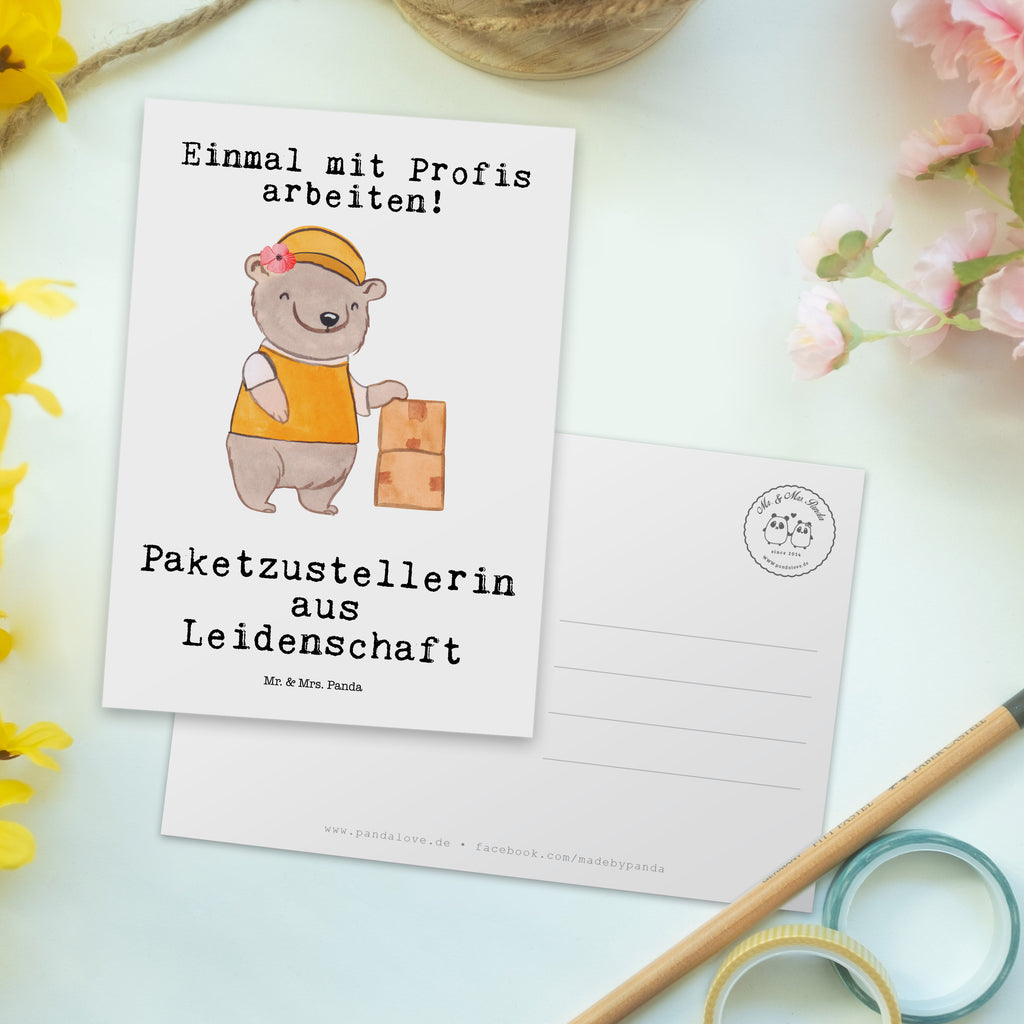 Postkarte Paketzustellerin aus Leidenschaft Geschenkkarte, Grußkarte, Karte, Einladung, Ansichtskarte, Geburtstagskarte, Einladungskarte, Dankeskarte, Beruf, Ausbildung, Jubiläum, Abschied, Rente, Kollege, Kollegin, Geschenk, Schenken, Arbeitskollege, Mitarbeiter, Firma, Danke, Dankeschön, Paketzustellerin, Paketbotin, Zustellservice Pakete