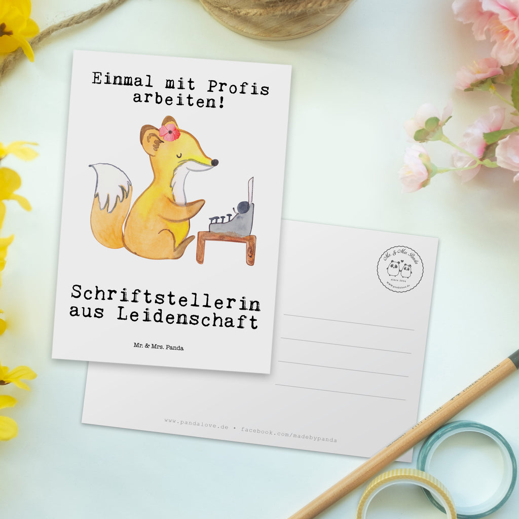 Postkarte Schriftstellerin aus Leidenschaft Geschenkkarte, Grußkarte, Karte, Einladung, Ansichtskarte, Geburtstagskarte, Einladungskarte, Dankeskarte, Beruf, Ausbildung, Jubiläum, Abschied, Rente, Kollege, Kollegin, Geschenk, Schenken, Arbeitskollege, Mitarbeiter, Firma, Danke, Dankeschön, Autorin, Buchveröffentlichung, Schriftstellerin, Verlag, Geschichtenschreiber, Hobbyautor