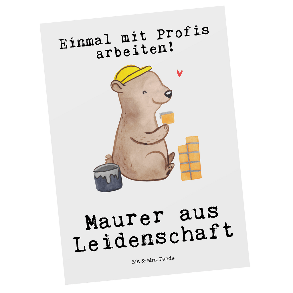 Postkarte Maurer aus Leidenschaft Geschenkkarte, Grußkarte, Karte, Einladung, Ansichtskarte, Geburtstagskarte, Einladungskarte, Beruf, Ausbildung, Jubiläum, Abschied, Rente, Kollege, Kollegin, Geschenk, Schenken, Arbeitskollege, Mitarbeiter, Firma, Danke, Dankeschön, Maurer, Maurermeister, Gesellenprüfung, Handwerker, Maurerbetrieb