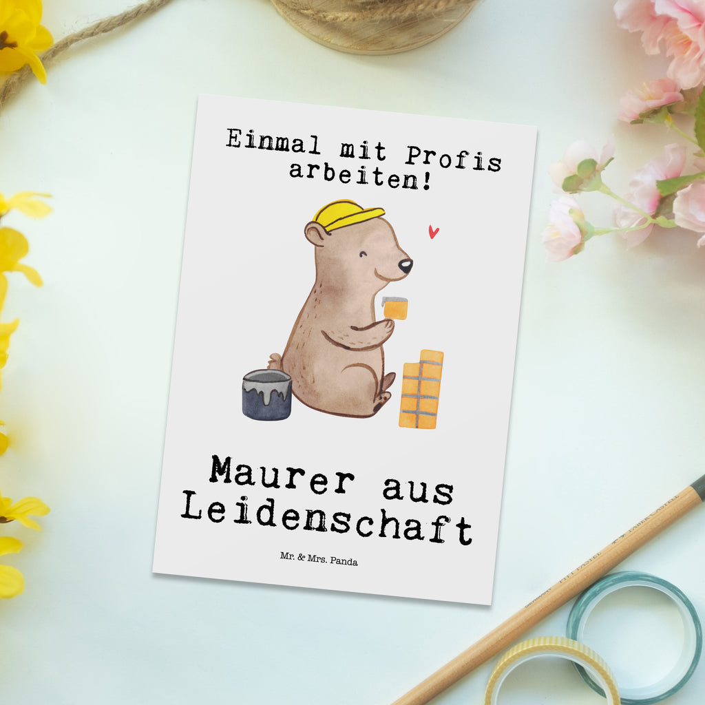 Postkarte Maurer aus Leidenschaft Geschenkkarte, Grußkarte, Karte, Einladung, Ansichtskarte, Geburtstagskarte, Einladungskarte, Beruf, Ausbildung, Jubiläum, Abschied, Rente, Kollege, Kollegin, Geschenk, Schenken, Arbeitskollege, Mitarbeiter, Firma, Danke, Dankeschön, Maurer, Maurermeister, Gesellenprüfung, Handwerker, Maurerbetrieb
