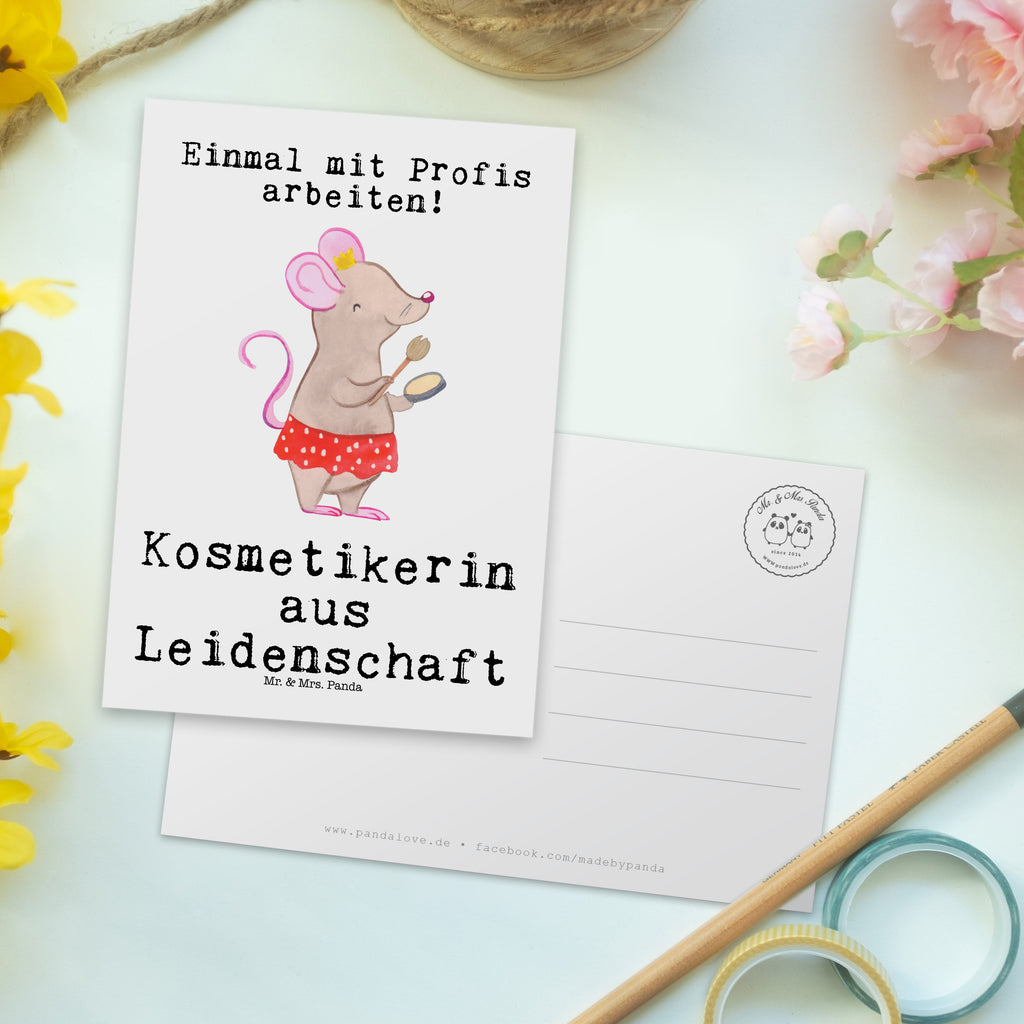 Postkarte Kosmetikerin aus Leidenschaft Geschenkkarte, Grußkarte, Karte, Einladung, Ansichtskarte, Geburtstagskarte, Einladungskarte, Beruf, Ausbildung, Jubiläum, Abschied, Rente, Kollege, Kollegin, Geschenk, Schenken, Arbeitskollege, Mitarbeiter, Firma, Danke, Dankeschön, Kosmetikerin, Make Up Artist, Maskenbildnerin, Visagistin, Beauty Salon, Kosmetikstudio, Eröffnung