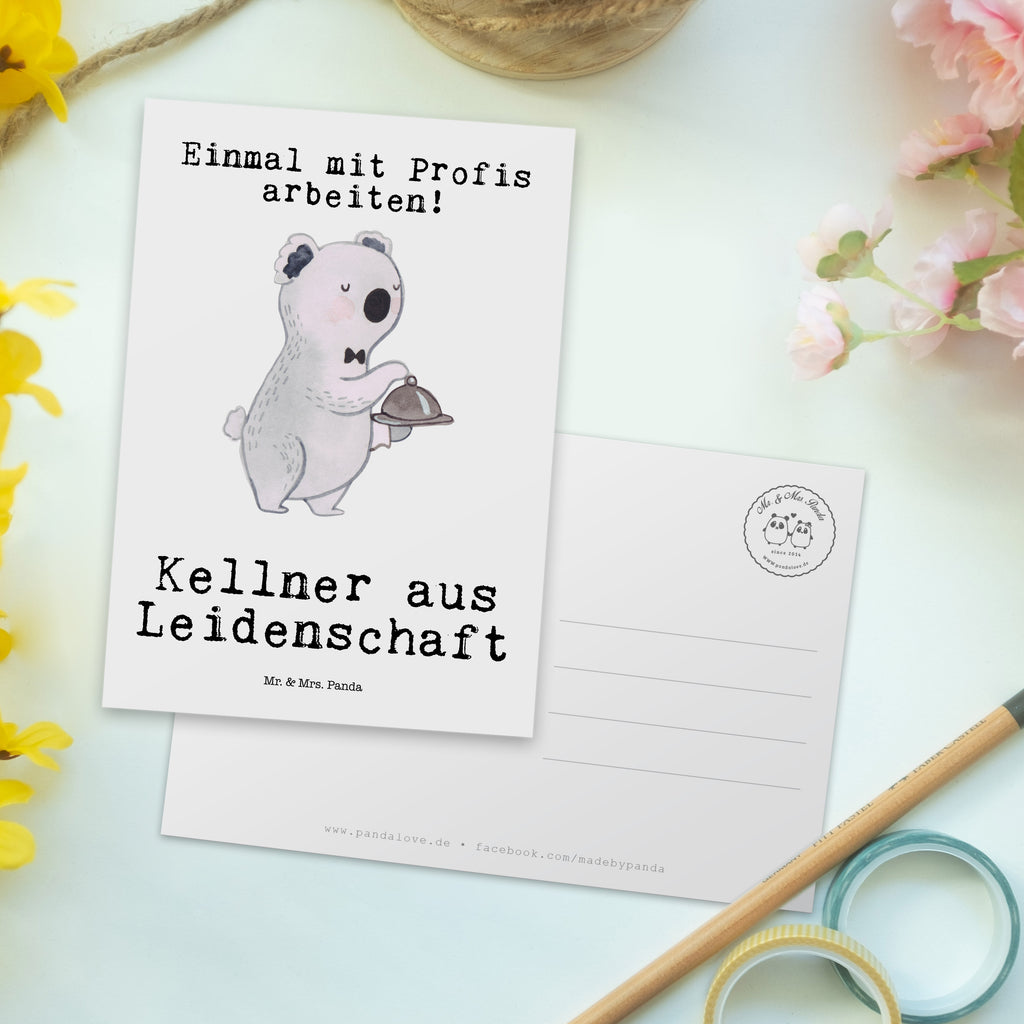 Postkarte Kellner aus Leidenschaft Geschenkkarte, Grußkarte, Karte, Einladung, Ansichtskarte, Geburtstagskarte, Einladungskarte, Dankeskarte, Beruf, Ausbildung, Jubiläum, Abschied, Rente, Kollege, Kollegin, Geschenk, Schenken, Arbeitskollege, Mitarbeiter, Firma, Danke, Dankeschön, Kellner, Servicekraft, Restaurant, Ober
