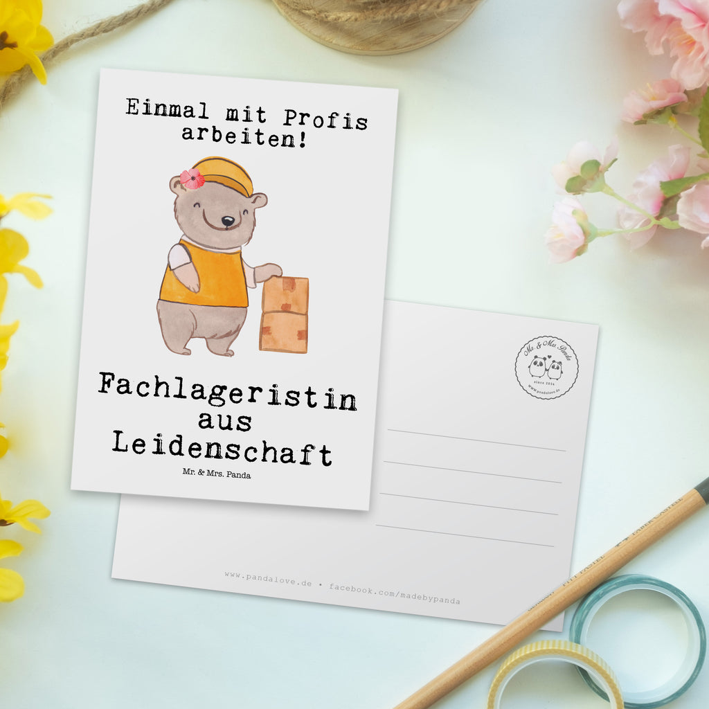 Postkarte Fachlageristin aus Leidenschaft Geschenkkarte, Grußkarte, Karte, Einladung, Ansichtskarte, Geburtstagskarte, Einladungskarte, Dankeskarte, Beruf, Ausbildung, Jubiläum, Abschied, Rente, Kollege, Kollegin, Geschenk, Schenken, Arbeitskollege, Mitarbeiter, Firma, Danke, Dankeschön, Lagerarbeiterin, Fachlageristin, Lageristin, Lagerverwalterin