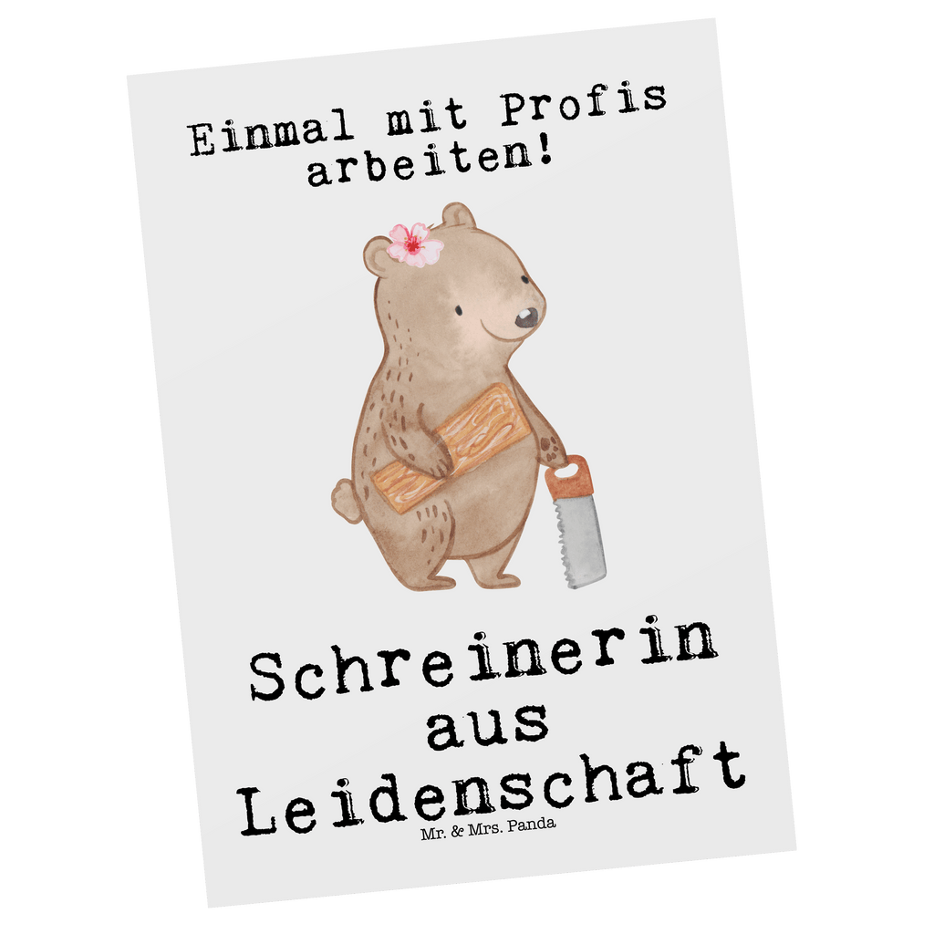 Postkarte Schreinerin aus Leidenschaft Geschenkkarte, Grußkarte, Karte, Einladung, Ansichtskarte, Geburtstagskarte, Einladungskarte, Dankeskarte, Beruf, Ausbildung, Jubiläum, Abschied, Rente, Kollege, Kollegin, Geschenk, Schenken, Arbeitskollege, Mitarbeiter, Firma, Danke, Dankeschön