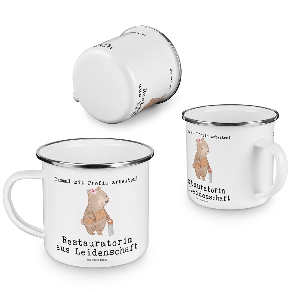 Camping Emaille Tasse Restauratorin aus Leidenschaft Campingtasse, Trinkbecher, Metalltasse, Outdoor Tasse, Emaille Trinkbecher, Blechtasse Outdoor, Emaille Campingbecher, Edelstahl Trinkbecher, Metalltasse für Camping, Kaffee Blechtasse, Camping Tasse Metall, Beruf, Ausbildung, Jubiläum, Abschied, Rente, Kollege, Kollegin, Geschenk, Schenken, Arbeitskollege, Mitarbeiter, Firma, Danke, Dankeschön