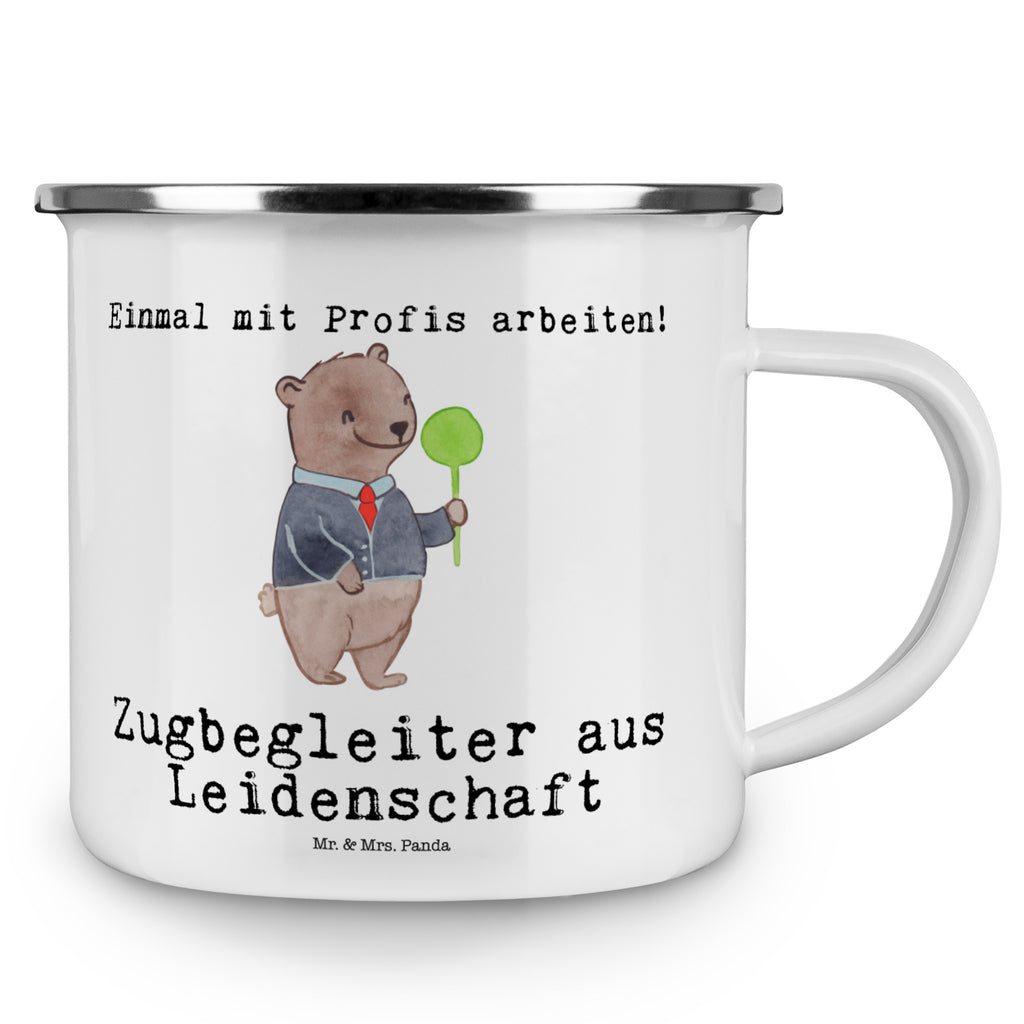 Camping Emaille Tasse Zugbegleiter aus Leidenschaft Campingtasse, Trinkbecher, Metalltasse, Outdoor Tasse, Emaille Trinkbecher, Blechtasse Outdoor, Emaille Campingbecher, Edelstahl Trinkbecher, Metalltasse für Camping, Kaffee Blechtasse, Camping Tasse Metall, Beruf, Ausbildung, Jubiläum, Abschied, Rente, Kollege, Kollegin, Geschenk, Schenken, Arbeitskollege, Mitarbeiter, Firma, Danke, Dankeschön