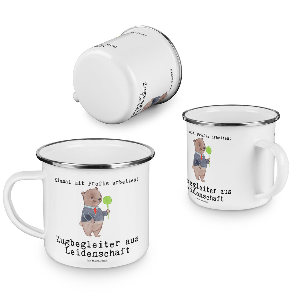 Camping Emaille Tasse Zugbegleiter aus Leidenschaft Campingtasse, Trinkbecher, Metalltasse, Outdoor Tasse, Emaille Trinkbecher, Blechtasse Outdoor, Emaille Campingbecher, Edelstahl Trinkbecher, Metalltasse für Camping, Kaffee Blechtasse, Camping Tasse Metall, Beruf, Ausbildung, Jubiläum, Abschied, Rente, Kollege, Kollegin, Geschenk, Schenken, Arbeitskollege, Mitarbeiter, Firma, Danke, Dankeschön