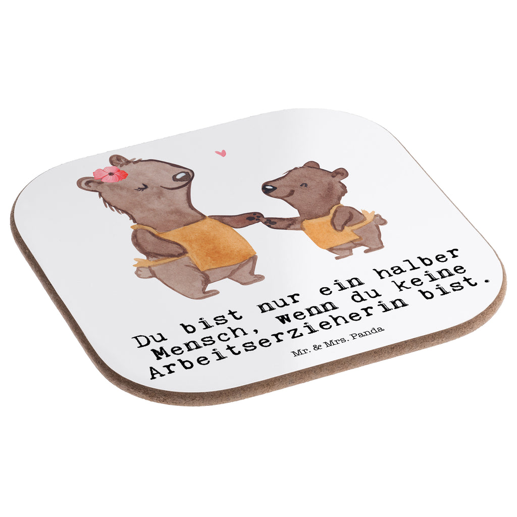 Quadratische Untersetzer Arbeitserzieherin mit Herz Bierdeckel, Glasuntersetzer, Untersetzer Gläser, Getränkeuntersetzer, Beruf, Ausbildung, Jubiläum, Abschied, Rente, Kollege, Kollegin, Geschenk, Schenken, Arbeitskollege, Mitarbeiter, Firma, Danke, Dankeschön, Arbeitserzieherin, Arbeitspädagogin, Studium