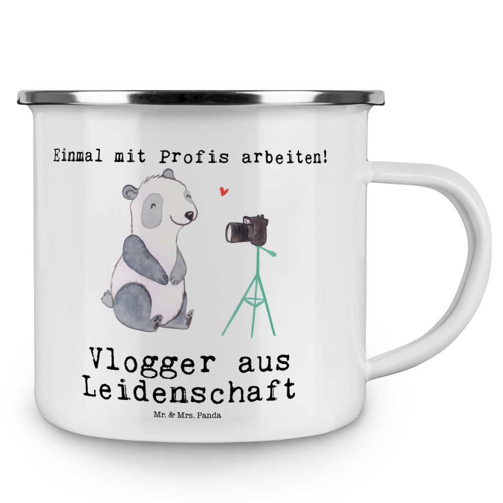 Camping Emaille Tasse Vlogger aus Leidenschaft Campingtasse, Trinkbecher, Metalltasse, Outdoor Tasse, Emaille Trinkbecher, Blechtasse Outdoor, Emaille Campingbecher, Edelstahl Trinkbecher, Metalltasse für Camping, Kaffee Blechtasse, Camping Tasse Metall, Beruf, Ausbildung, Jubiläum, Abschied, Rente, Kollege, Kollegin, Geschenk, Schenken, Arbeitskollege, Mitarbeiter, Firma, Danke, Dankeschön