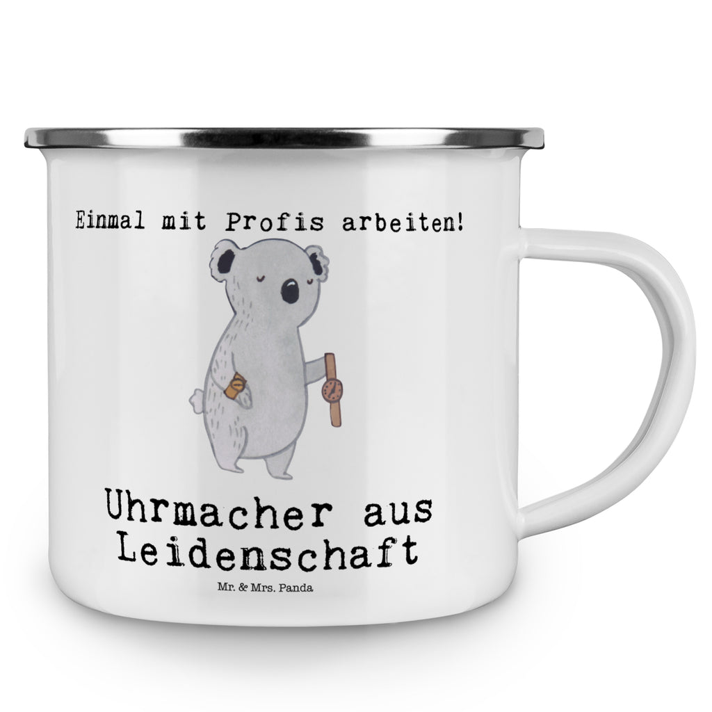 Camping Emaille Tasse Uhrmacher aus Leidenschaft Campingtasse, Trinkbecher, Metalltasse, Outdoor Tasse, Emaille Trinkbecher, Blechtasse Outdoor, Emaille Campingbecher, Edelstahl Trinkbecher, Metalltasse für Camping, Kaffee Blechtasse, Camping Tasse Metall, Beruf, Ausbildung, Jubiläum, Abschied, Rente, Kollege, Kollegin, Geschenk, Schenken, Arbeitskollege, Mitarbeiter, Firma, Danke, Dankeschön