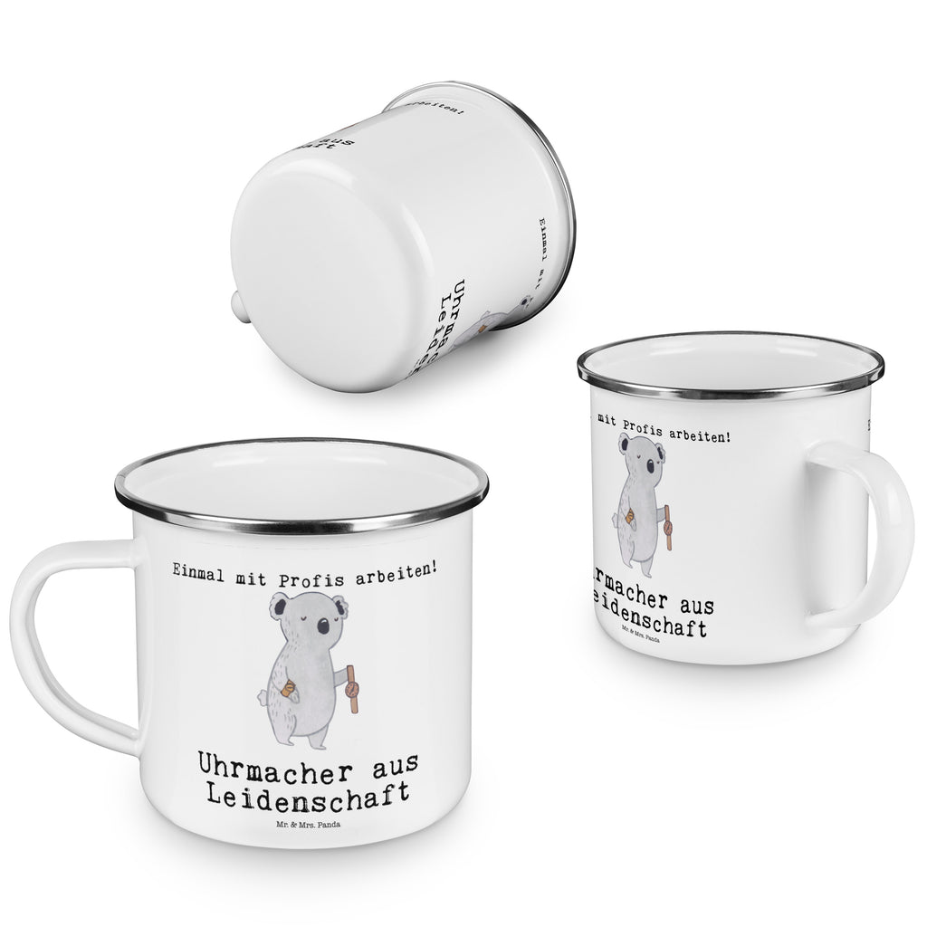 Camping Emaille Tasse Uhrmacher aus Leidenschaft Campingtasse, Trinkbecher, Metalltasse, Outdoor Tasse, Emaille Trinkbecher, Blechtasse Outdoor, Emaille Campingbecher, Edelstahl Trinkbecher, Metalltasse für Camping, Kaffee Blechtasse, Camping Tasse Metall, Beruf, Ausbildung, Jubiläum, Abschied, Rente, Kollege, Kollegin, Geschenk, Schenken, Arbeitskollege, Mitarbeiter, Firma, Danke, Dankeschön