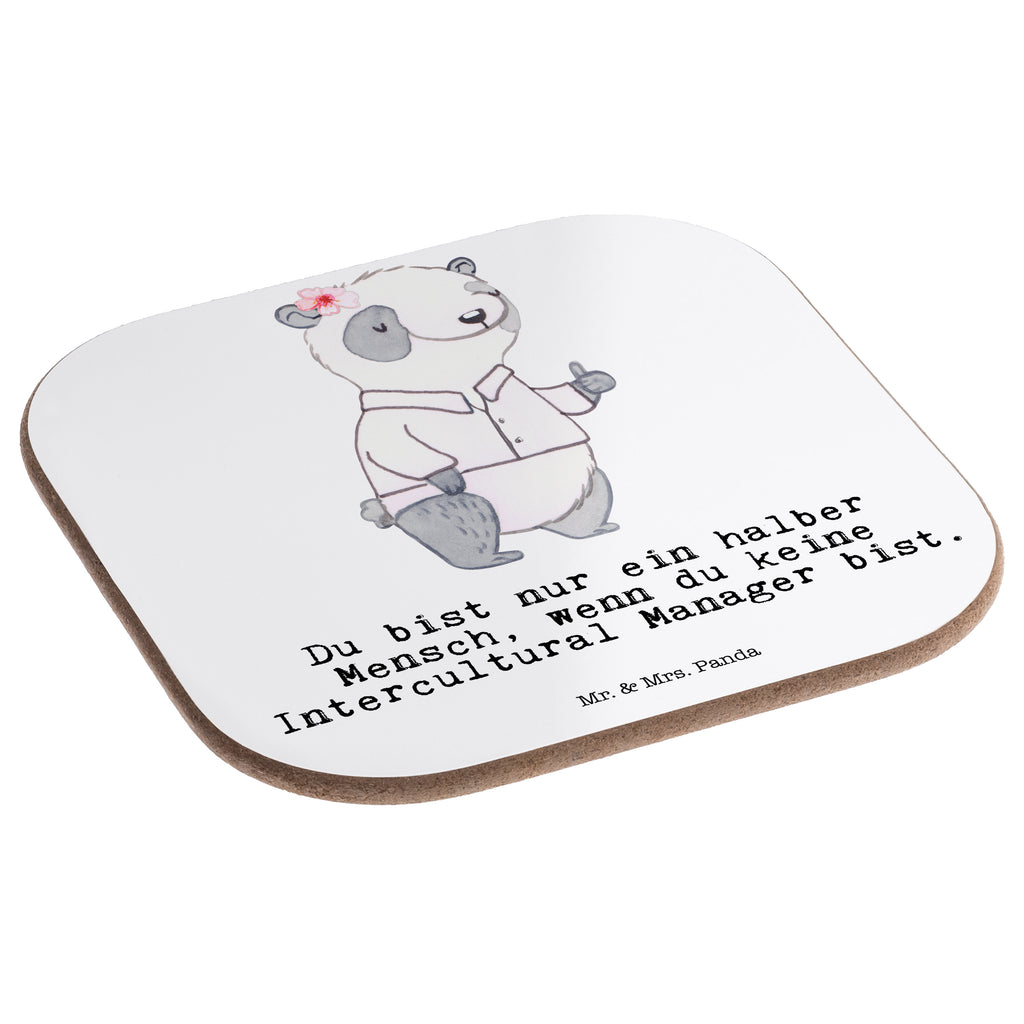 Quadratische Untersetzer Intercultural Manager mit Herz Bierdeckel, Glasuntersetzer, Untersetzer Gläser, Getränkeuntersetzer, Beruf, Ausbildung, Jubiläum, Abschied, Rente, Kollege, Kollegin, Geschenk, Schenken, Arbeitskollege, Mitarbeiter, Firma, Danke, Dankeschön