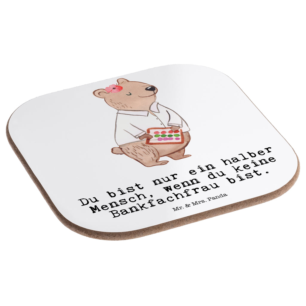 Quadratische Untersetzer Bankfachfrau mit Herz Bierdeckel, Glasuntersetzer, Untersetzer Gläser, Getränkeuntersetzer, Beruf, Ausbildung, Jubiläum, Abschied, Rente, Kollege, Kollegin, Geschenk, Schenken, Arbeitskollege, Mitarbeiter, Firma, Danke, Dankeschön, Bankfachfrau, Bankangestellte, Bänkerin, Bankberaterin