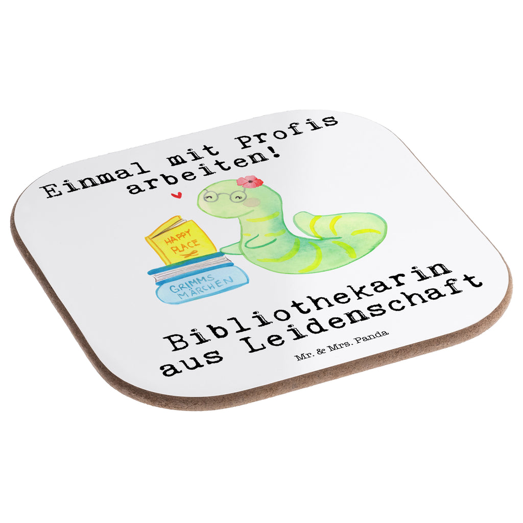 Quadratische Untersetzer Bibliothekarin aus Leidenschaft Bierdeckel, Glasuntersetzer, Untersetzer Gläser, Getränkeuntersetzer, Beruf, Ausbildung, Jubiläum, Abschied, Rente, Kollege, Kollegin, Geschenk, Schenken, Arbeitskollege, Mitarbeiter, Firma, Danke, Dankeschön, Bibliothekarin, Buchhandlung, Bibliothek, Bücherwurm, Leseratte, Bücherliebe